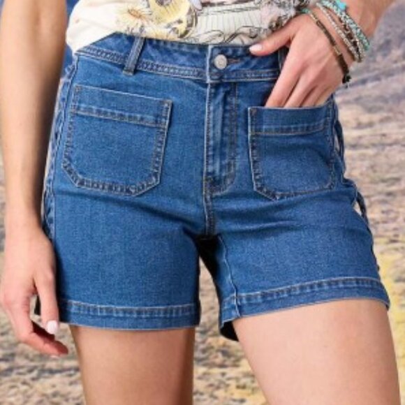 Cato Lace Up Denim Shorts - 14 - Picture 3 of 9